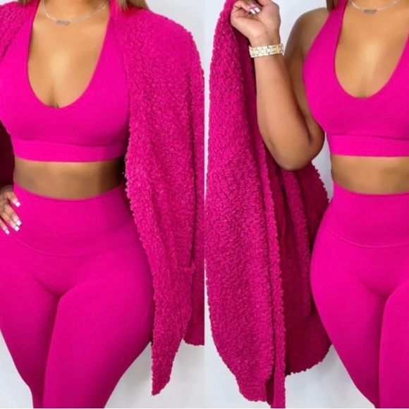 Pants - 3 piece active set with cardigan sweater